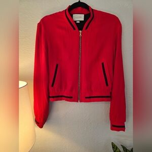 Alexis “Bentley” Red Bomber Jacket – Designer Zip-Up Varsity Style